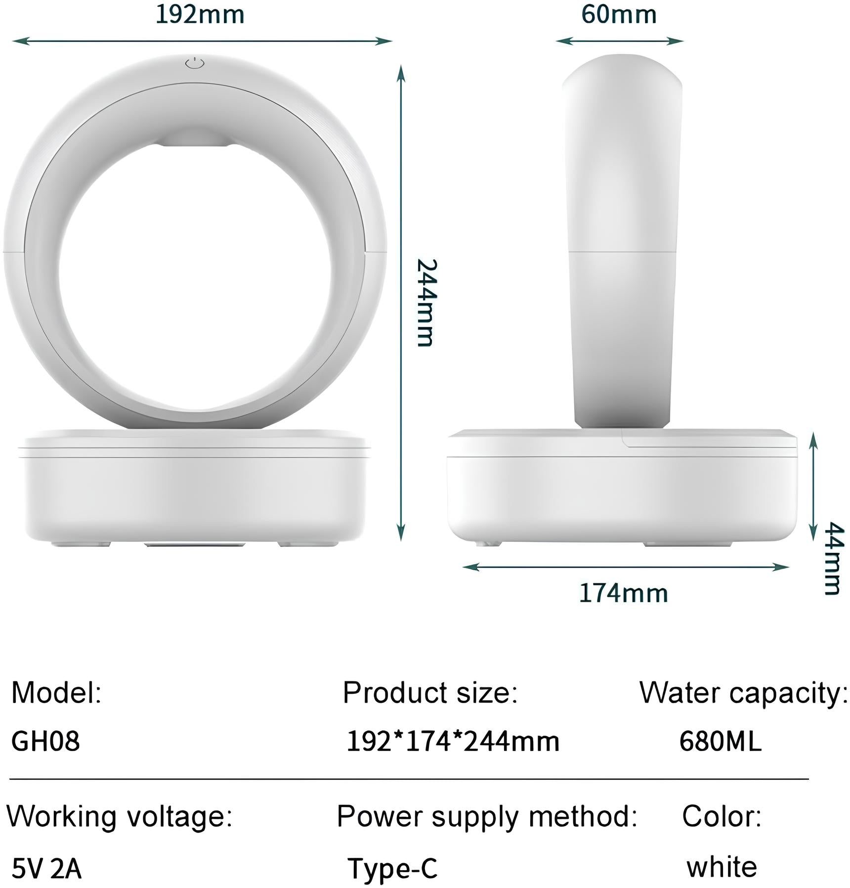 AeroGlow Schwebe-Lampe mit Nebeleffekt Weiß für Terrasse
