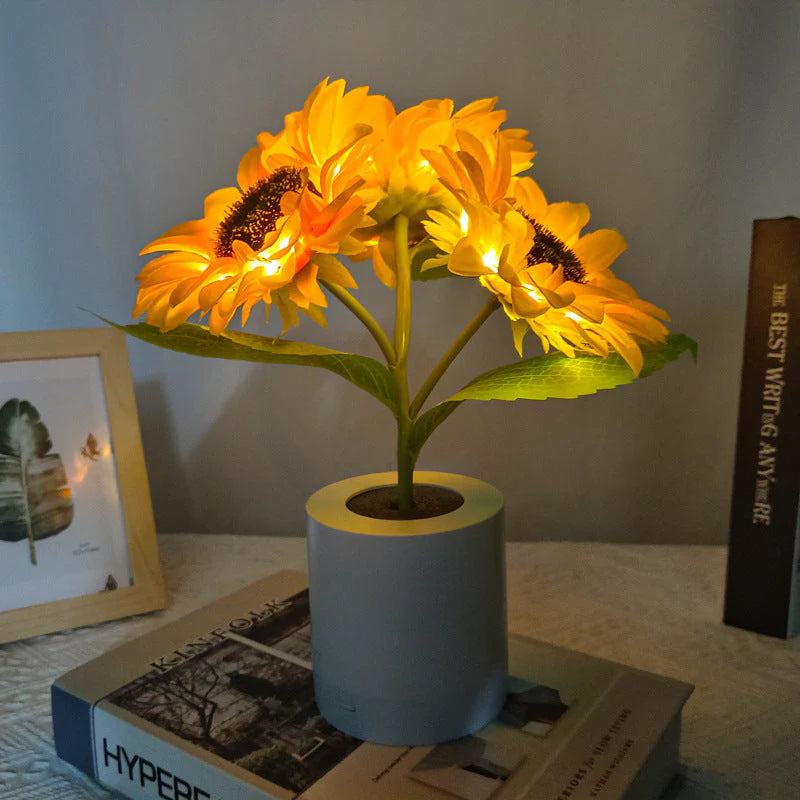 Sonnenblumen Tischlampe LED – Warmes Licht für Wohnzimmer, Schlafzimmer