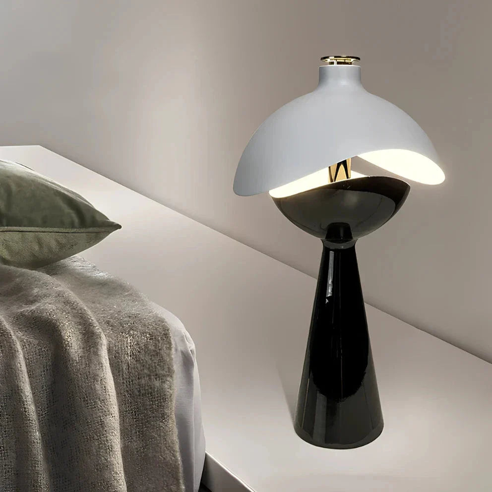 LumoKuppel Skulptur-Tischlampe Modern LED Design Weiß für Wohnzimmer