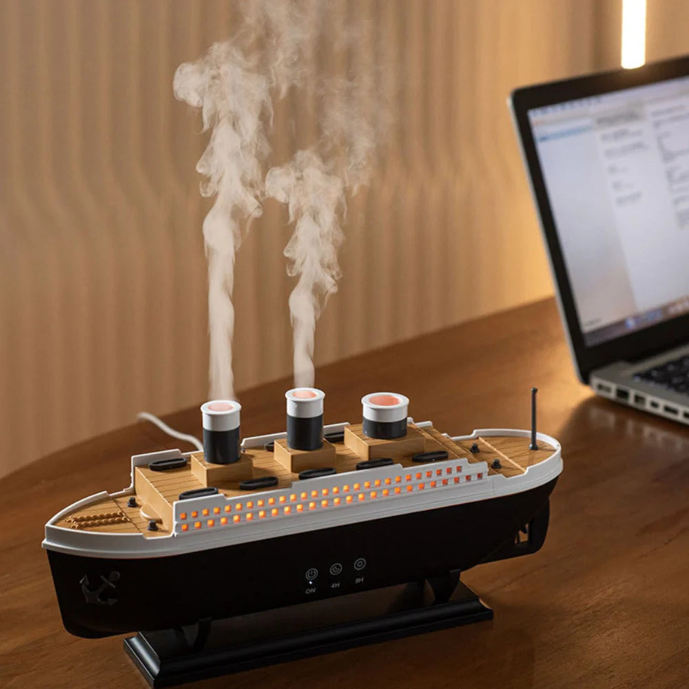 AquaDamp Mini-Luftbefeuchter Schiff-Design LED Weiß für Schlafzimmer