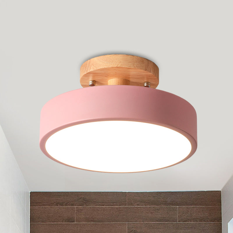 WoodTone - Skandinavische Trommel-LED-Deckenlampe