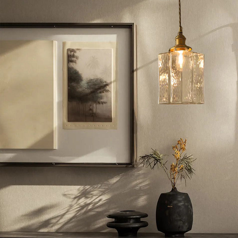 Retro Pendelleuchte aus Glas – LED – Goldkabel – Schlafzimmer