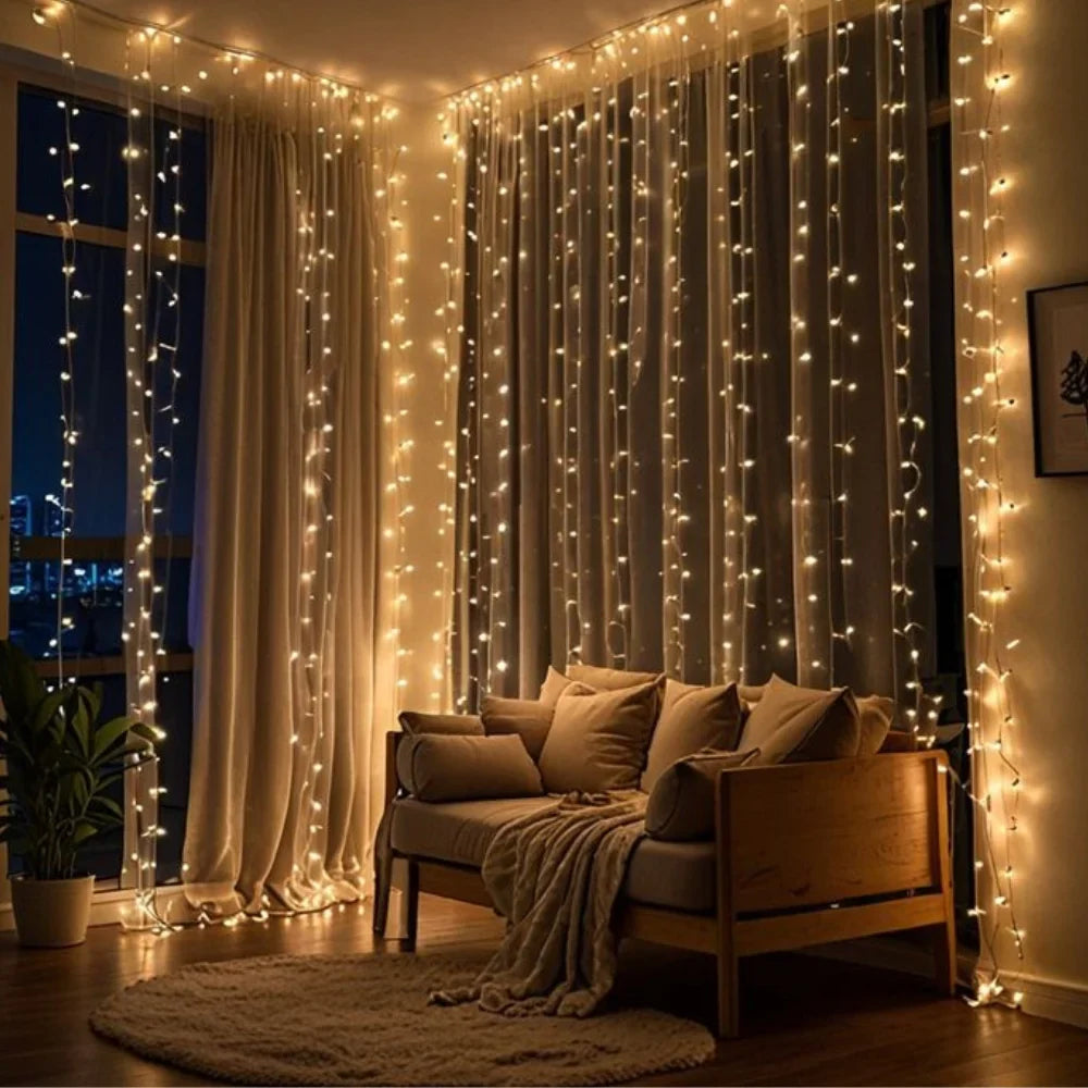 LumiViel Lichtervorhang Warmweiß LED Deko für Garten & Balkon