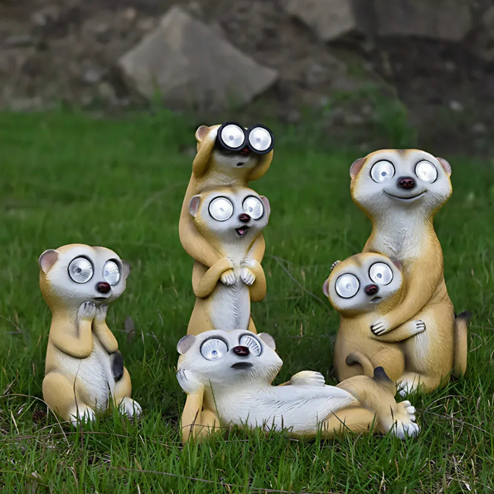 LumoSurikat Solarleuchten – Tierfiguren LED Licht Braun für Garten