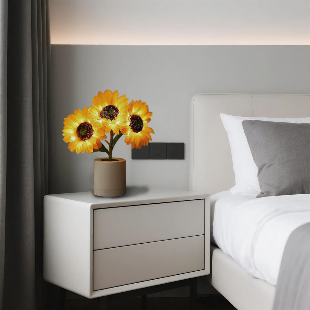 Sonnenblumen Tischlampe LED – Warmes Licht für Wohnzimmer, Schlafzimmer