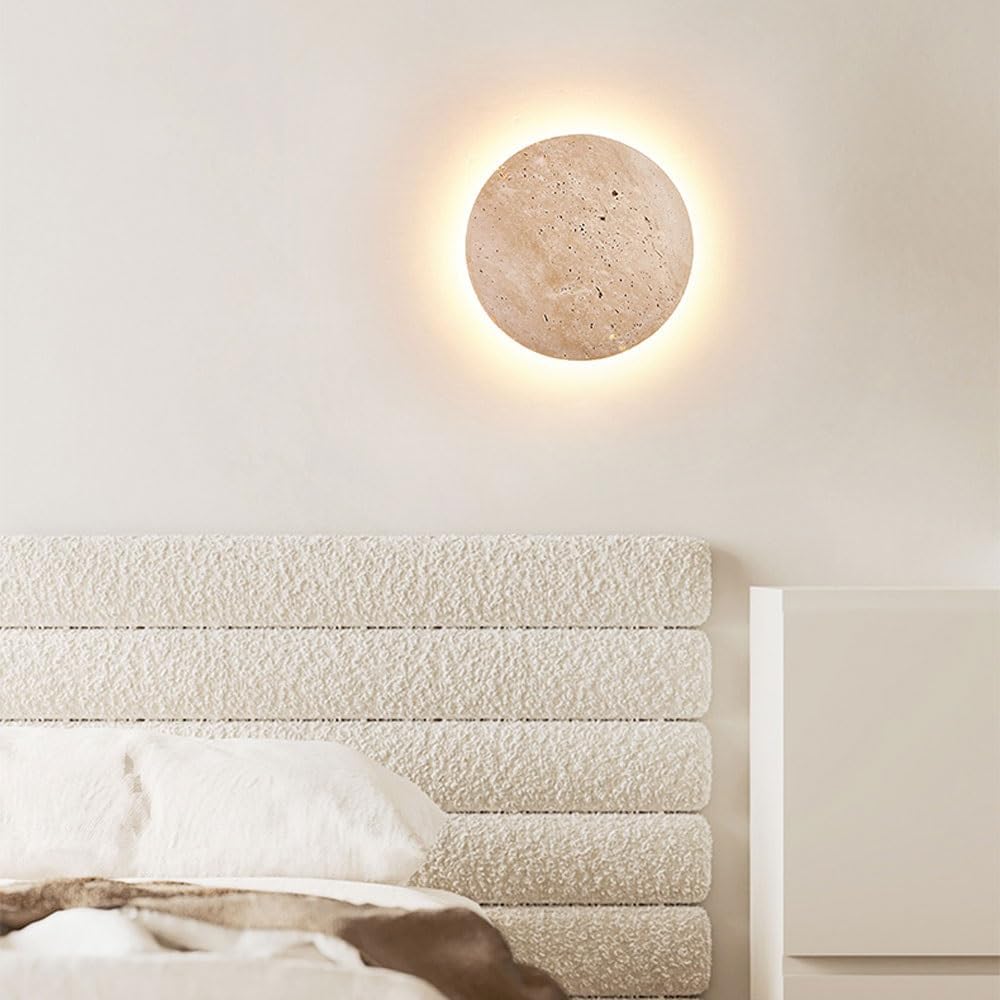 SerenGlow - Minimalistische Wandleuchte aus Travertin