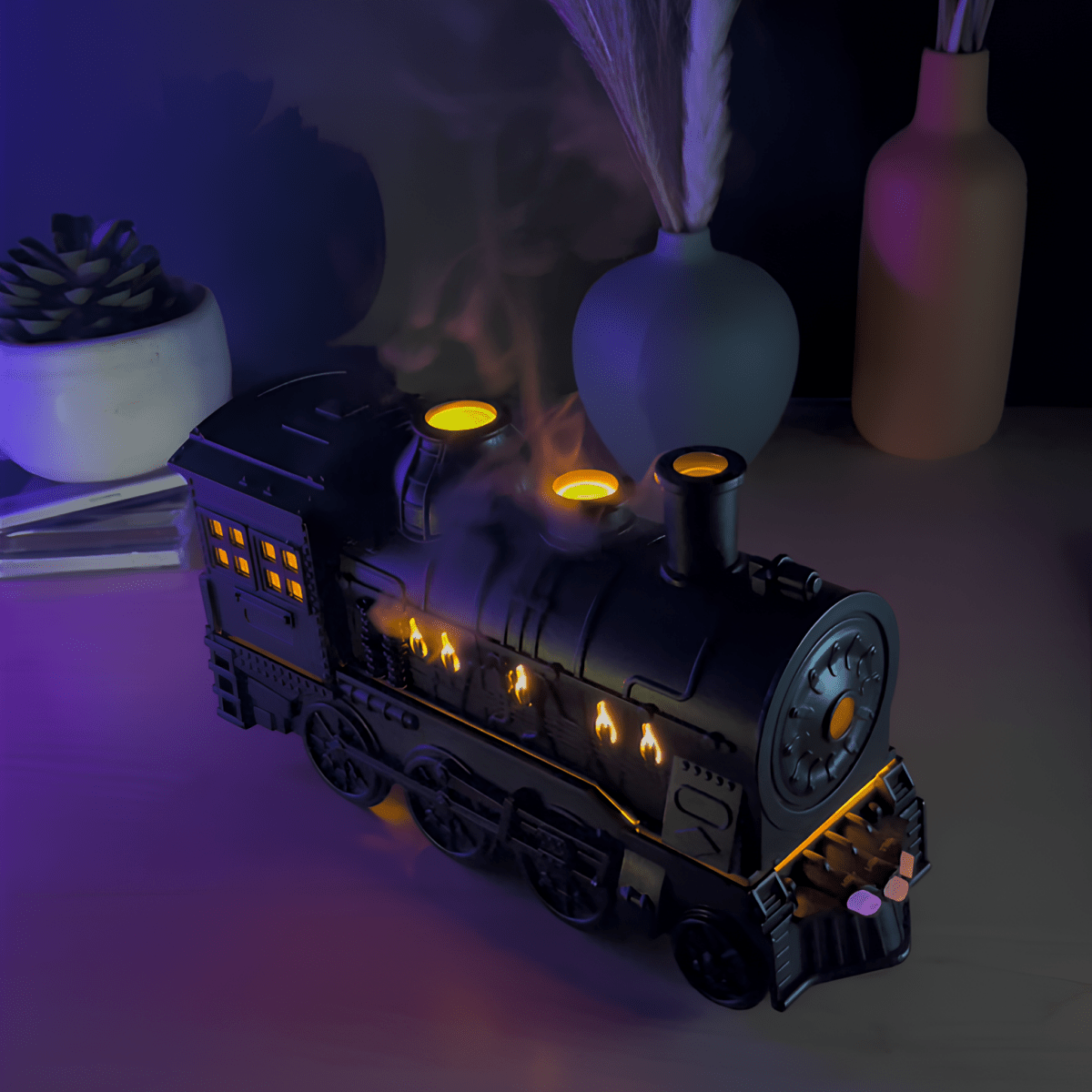 SteamGlow Dampfzug Luftbefeuchter LED Lampe Schwarz für Wohnzimmer