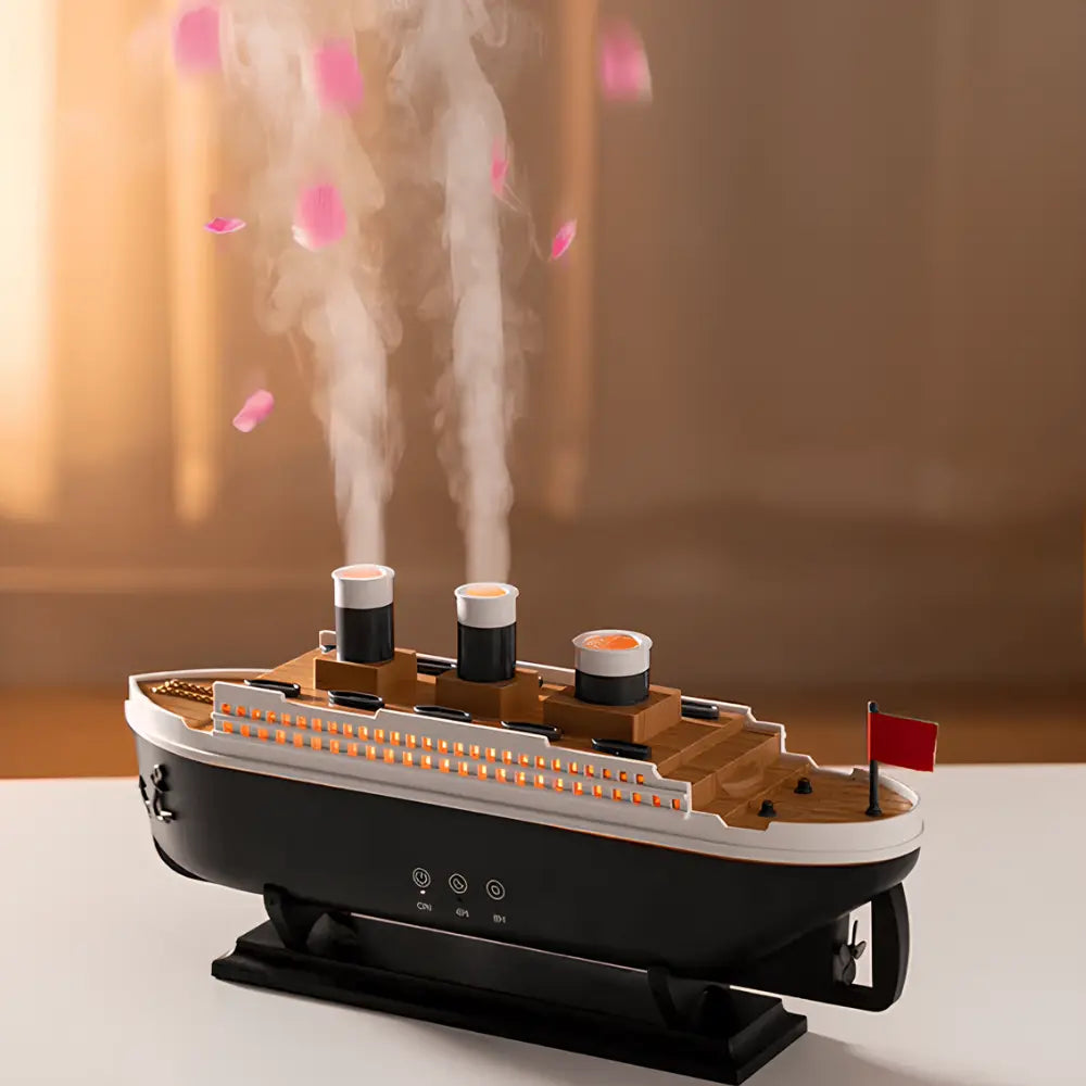 AquaDamp Mini-Luftbefeuchter Schiff-Design LED Weiß für Schlafzimmer