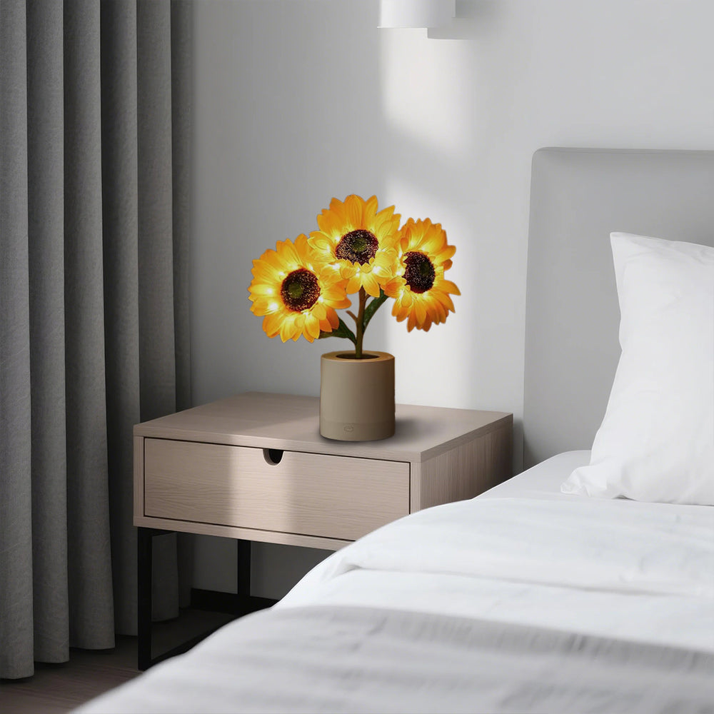 Sonnenblumen Tischlampe LED – Warmes Licht für Wohnzimmer, Schlafzimmer