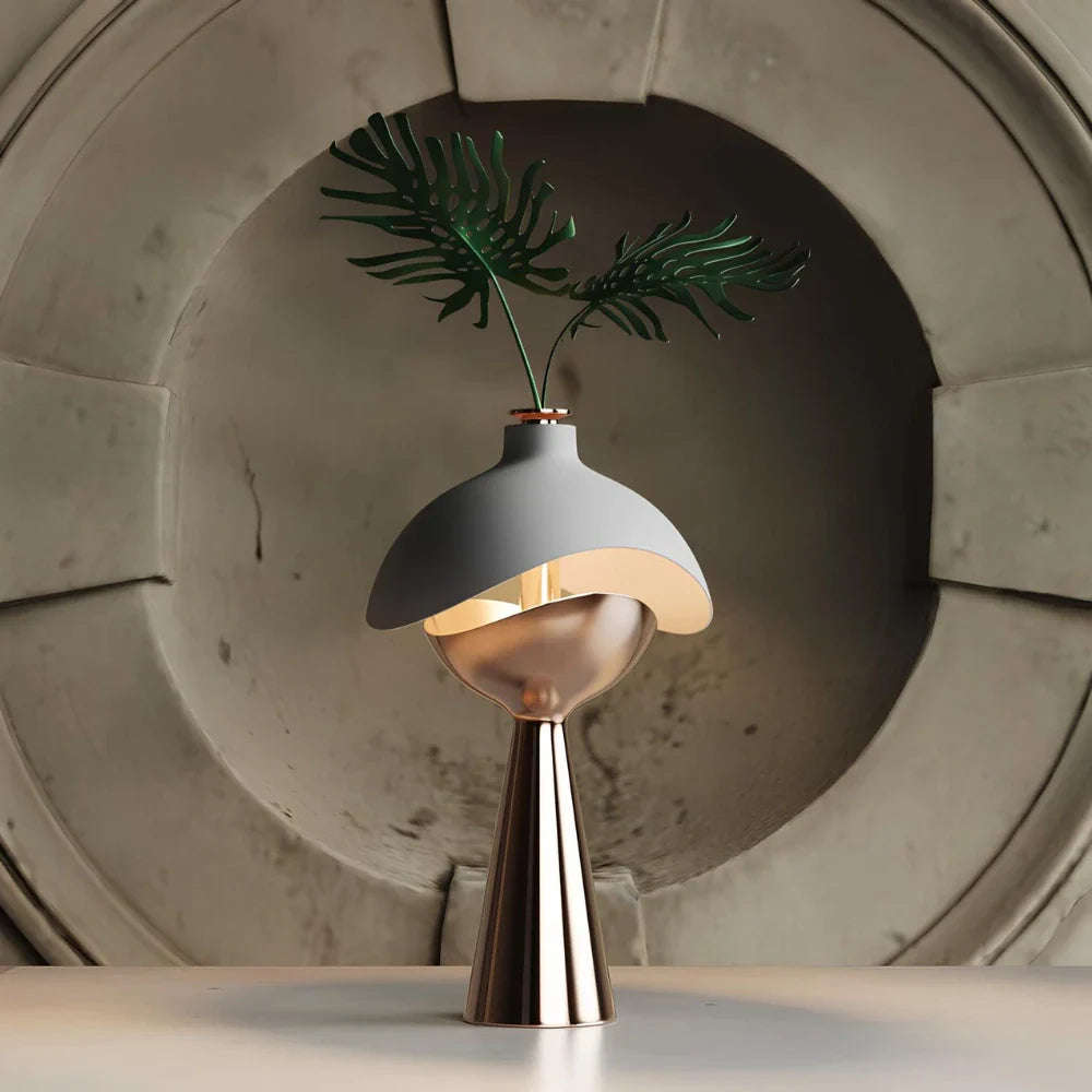 LumoKuppel Skulptur-Tischlampe Modern LED Design Weiß für Wohnzimmer