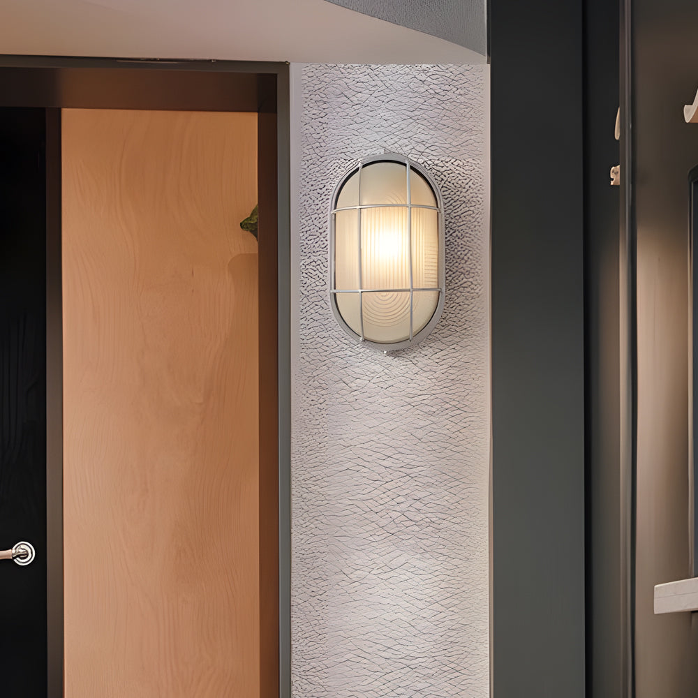 Retro-Industrie-Wandleuchte für draußen - ovales/rundes Design mit E27-Fassung
