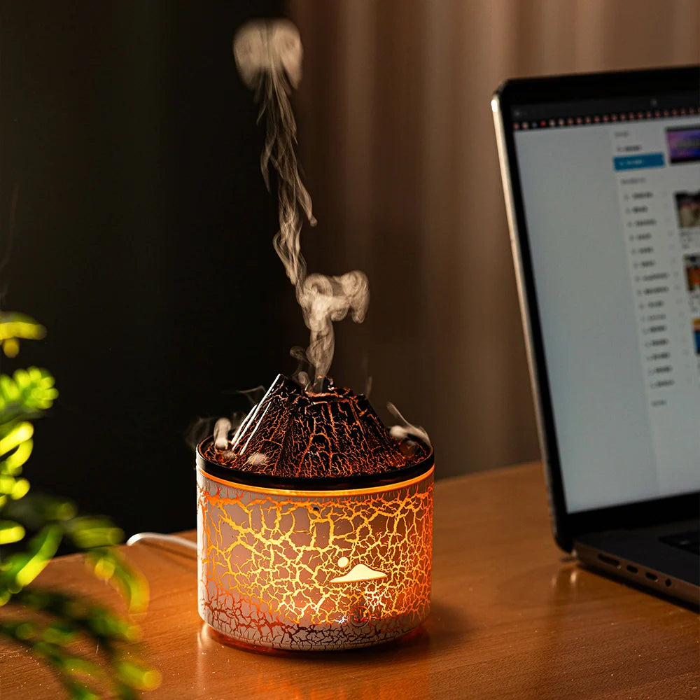 VapoGlow Deko-Luftbefeuchter Vulkanstil LED schwarz Wohnzimmer