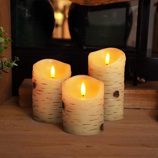 Lichtzauber LED-Kerzen-Set – Flackereffekt, Creme, für Wohnzimmer