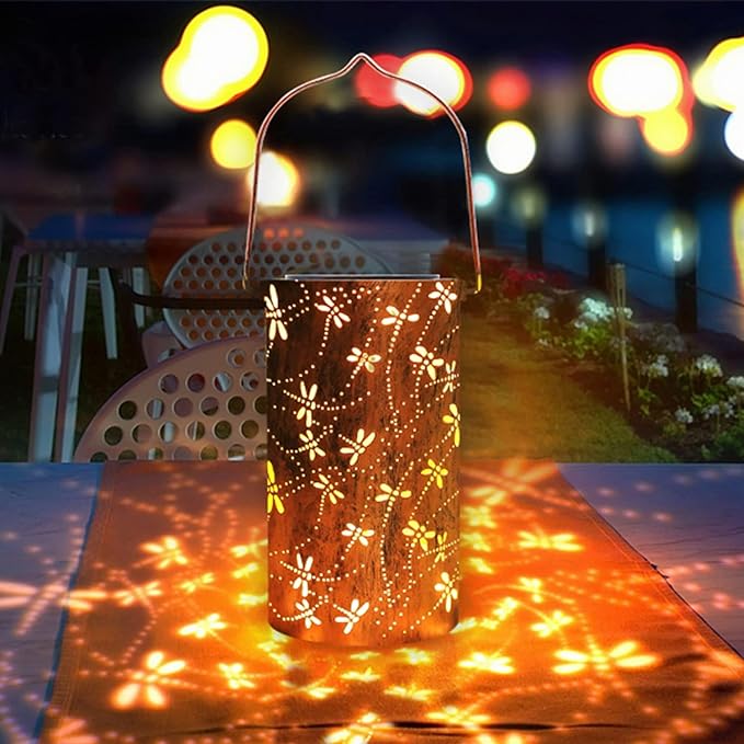 LumiFlair Solar Gartenlaterne Vintage Libellenmuster Bronze