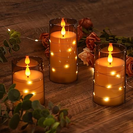 Lichtzauber LED-Kerzen-Set – Flackereffekt, Creme, für Wohnzimmer