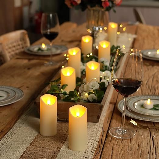 Lichtzauber LED-Kerzen-Set – Flackereffekt, Creme, für Wohnzimmer