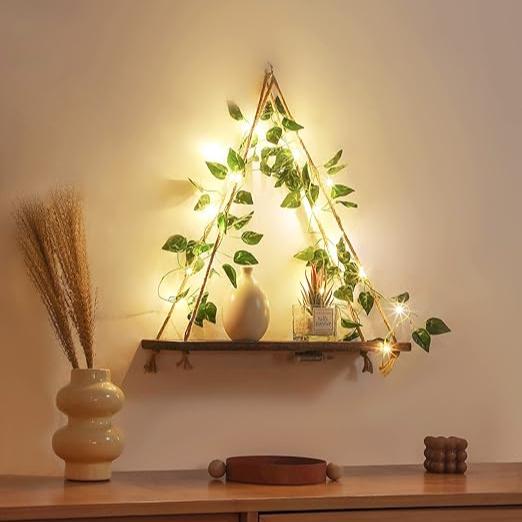 LeuchtEfeu Wandregal – Vintage Stil, LED, Grün, Für Innenräume