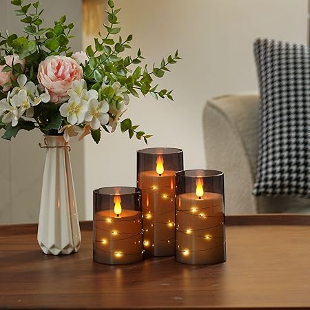 Lichtzauber LED-Kerzen-Set – Flackereffekt, Creme, für Wohnzimmer