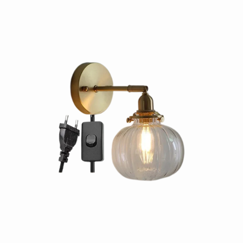 LichtZen - Nordisch moderne Wandleuchte mit Zugschalter - Glas und Eisen für Schlafzimmer oder Bad