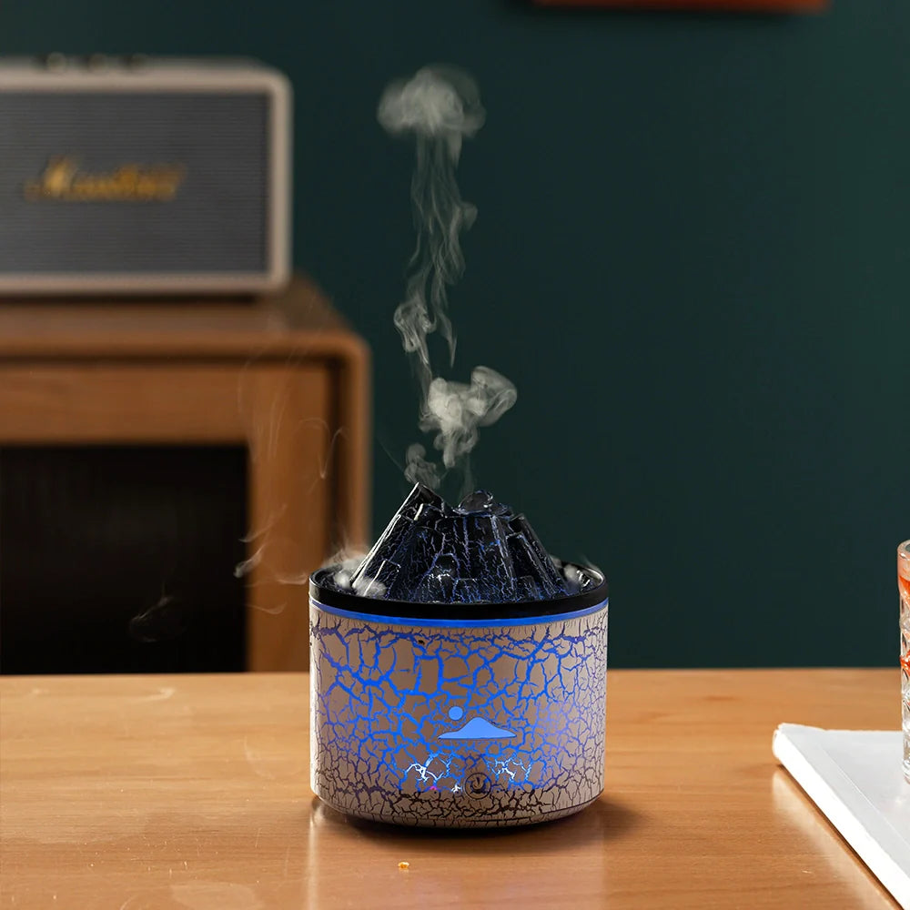 VapoGlow Deko-Luftbefeuchter Vulkanstil LED schwarz Wohnzimmer