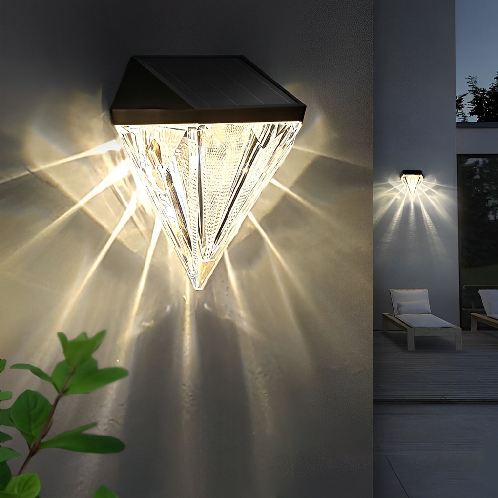 GeoLuxe - Geometrische LED-Solar-Wandleuchte - Wasserdicht Schwarz für Außenbeleuchtung