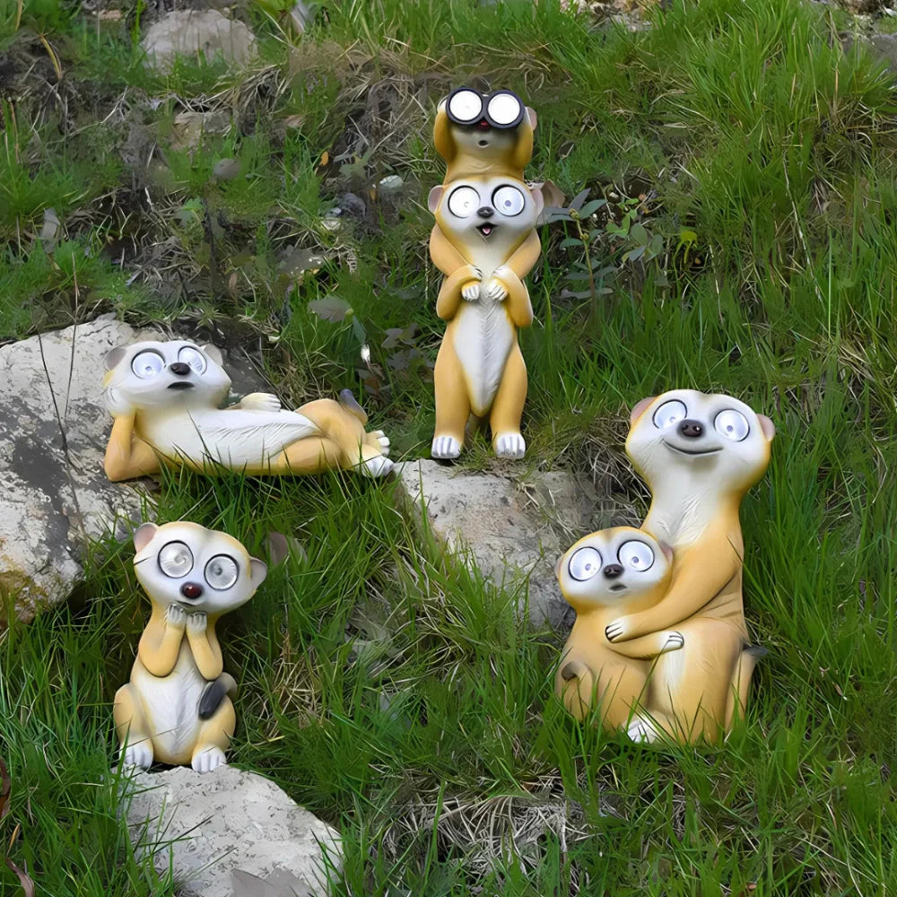 LumoSurikat Solarleuchten – Tierfiguren LED Licht Braun für Garten