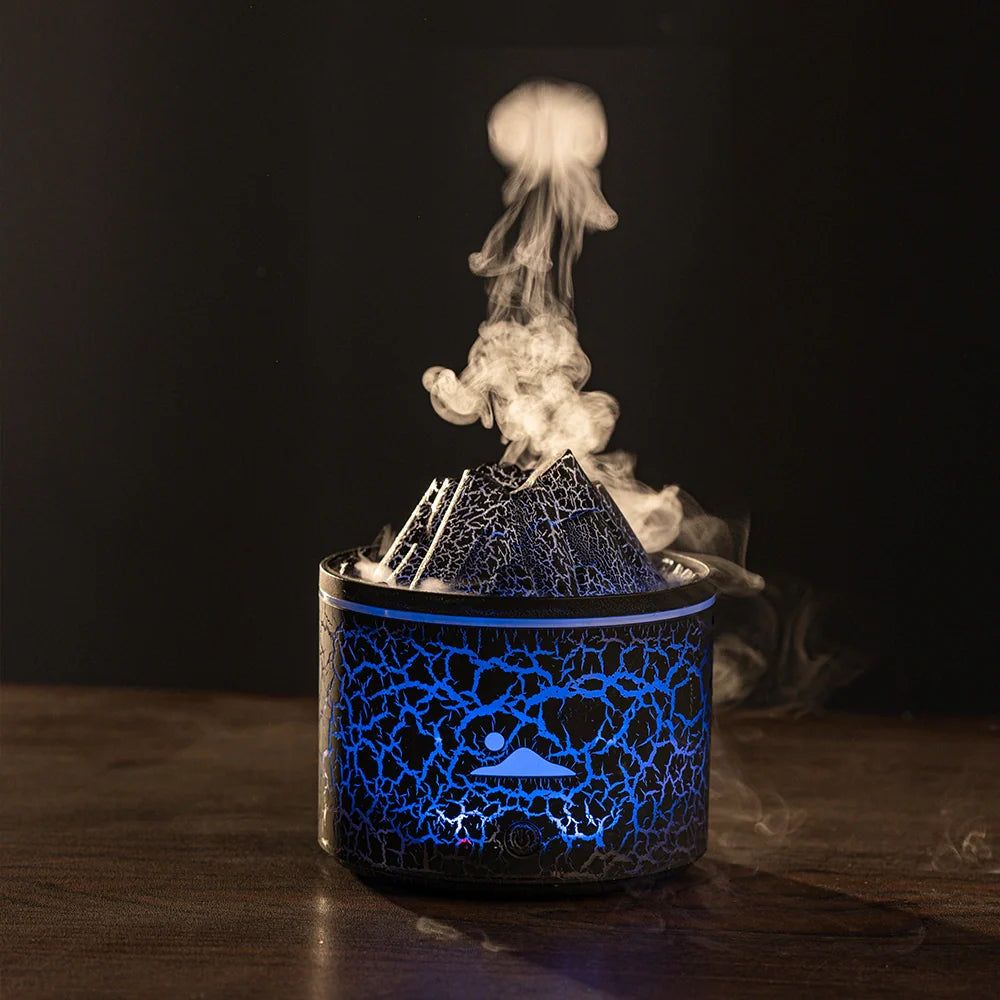 VapoGlow Deko-Luftbefeuchter Vulkanstil LED schwarz Wohnzimmer