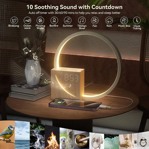 GlowTime Touch Wecker – Modernes Nachttischlicht mit Touch-Steuerung Weiß Schlafzimmer