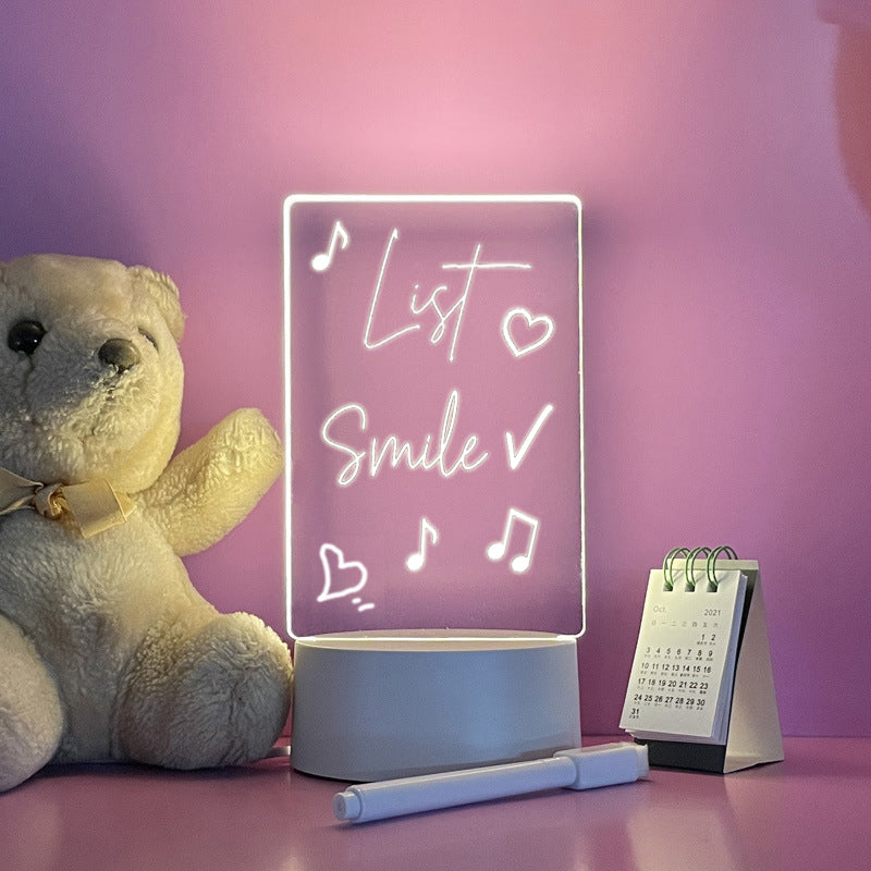 MemoGlow LED Schreibtafel Modern Leuchtend Weiß für Schreibtisch