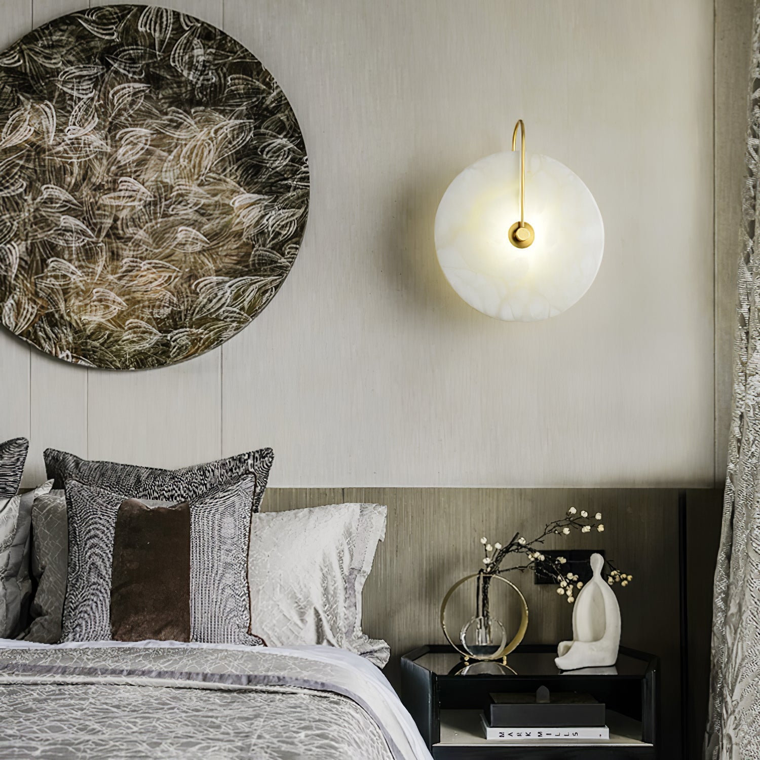LumaAlba Wandleuchte – Modern, LED, Alabaster-Optik, Für Flur