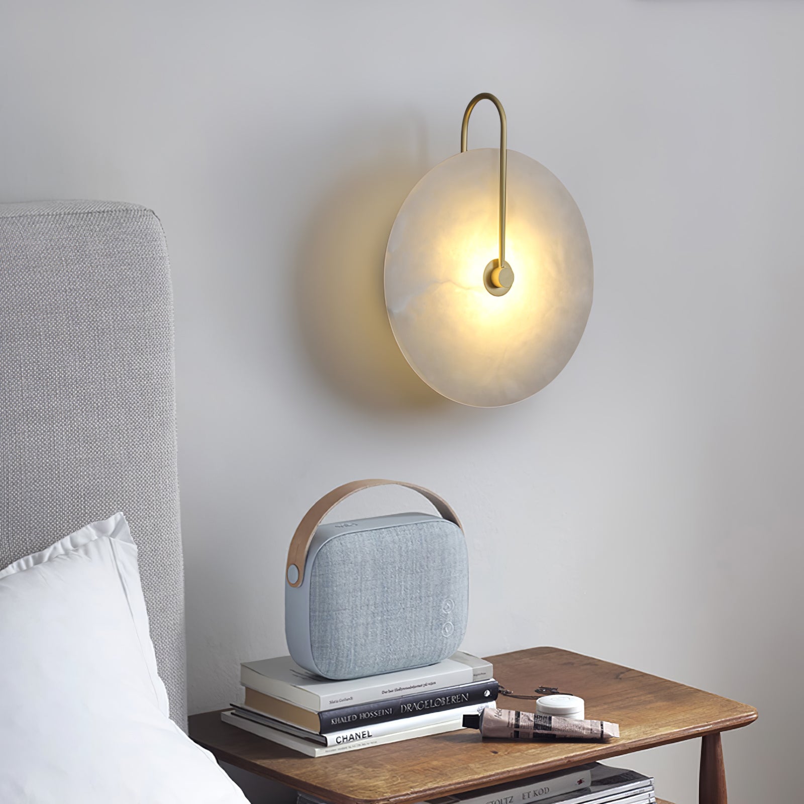 LumaAlba Wandleuchte – Modern, LED, Alabaster-Optik, Für Flur