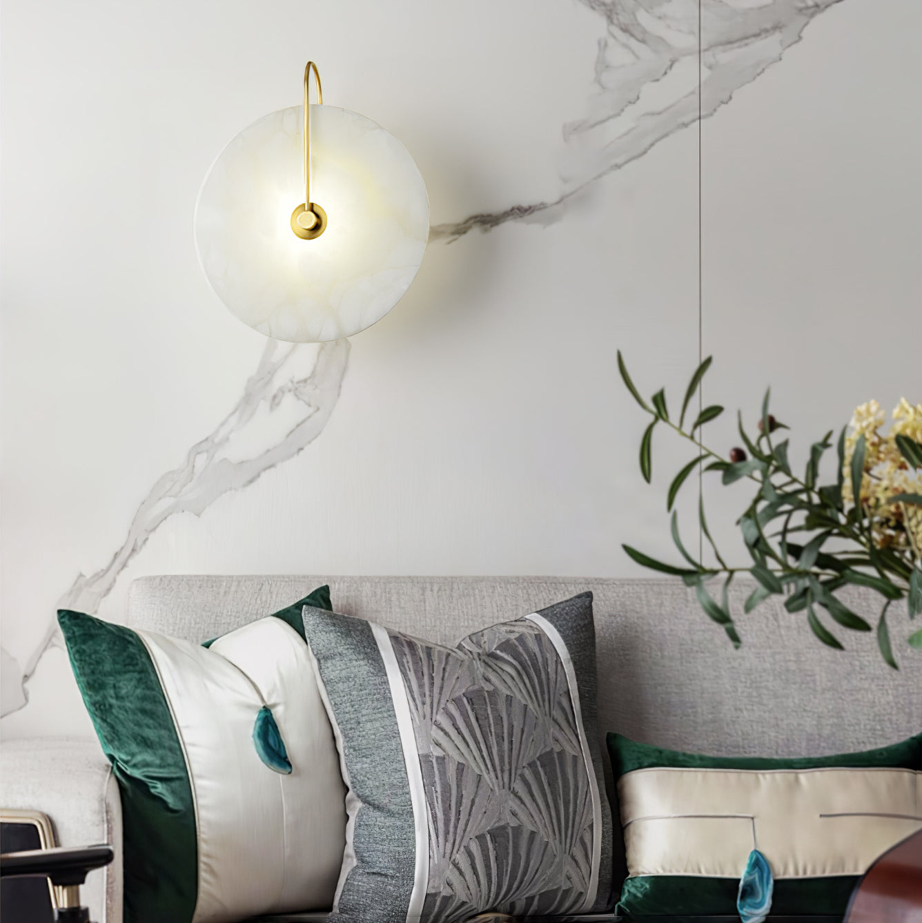 LumaAlba Wandleuchte – Modern, LED, Alabaster-Optik, Für Flur