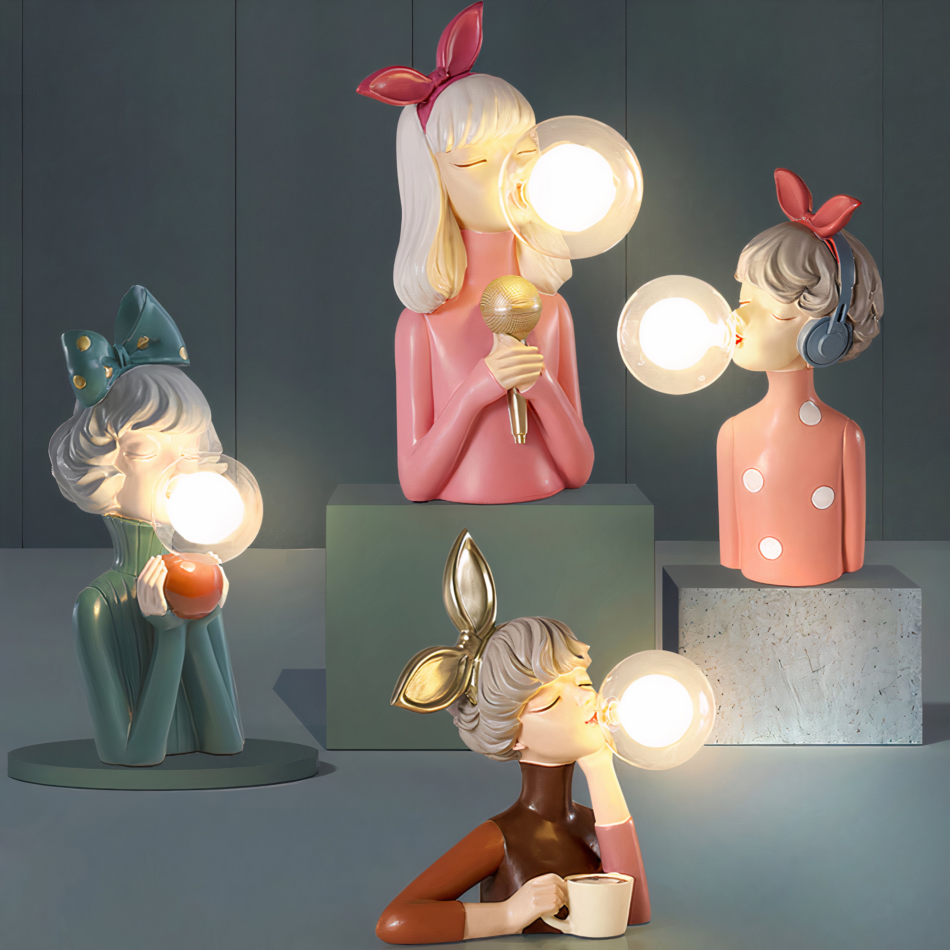 LumiSisters Vintage-Tischleuchte Keramik & Stoffschirm Creme fürs Wohnzimmer
