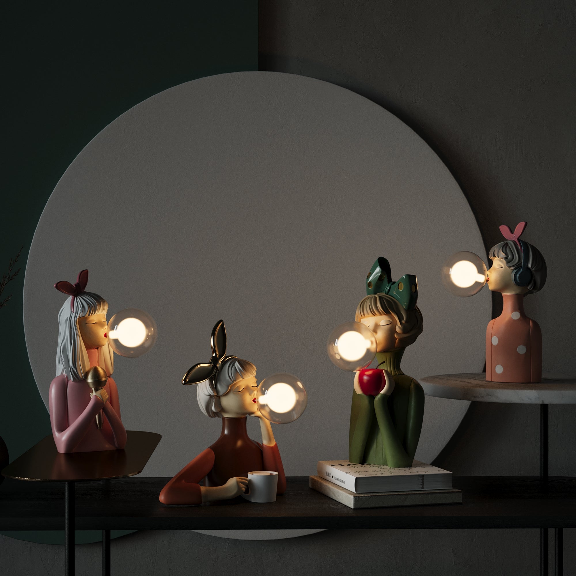 LumiSisters Vintage-Tischleuchte Keramik & Stoffschirm Creme fürs Wohnzimmer