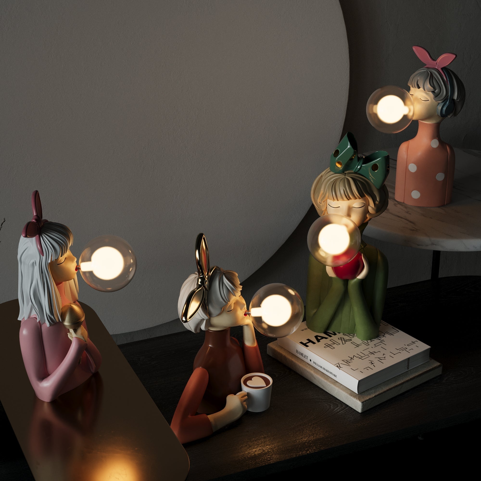 LumiSisters Vintage-Tischleuchte Keramik & Stoffschirm Creme fürs Wohnzimmer