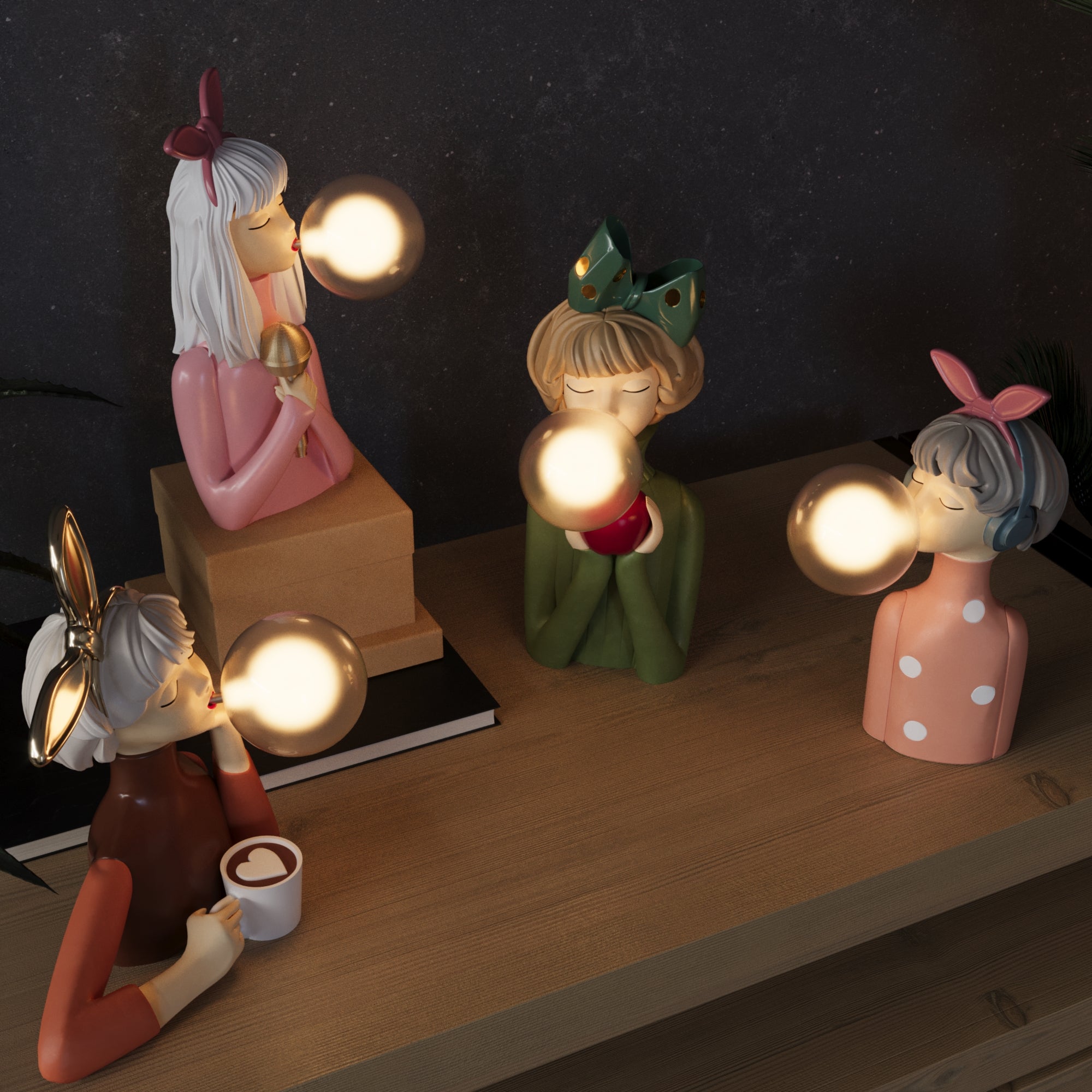 LumiSisters Vintage-Tischleuchte Keramik & Stoffschirm Creme fürs Wohnzimmer
