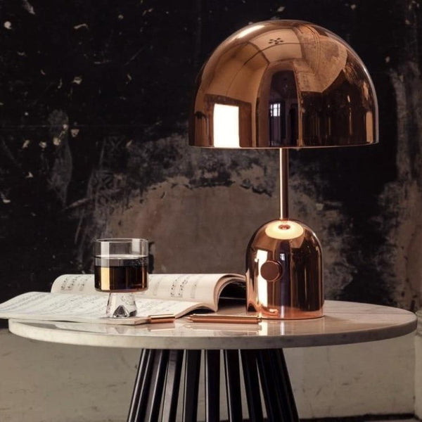 GlowAura Warmlicht Tischlampe Modern Glas Gold Wohnzimmer