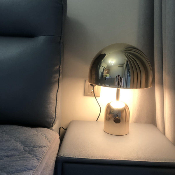 GlowAura Warmlicht Tischlampe Modern Glas Gold Wohnzimmer