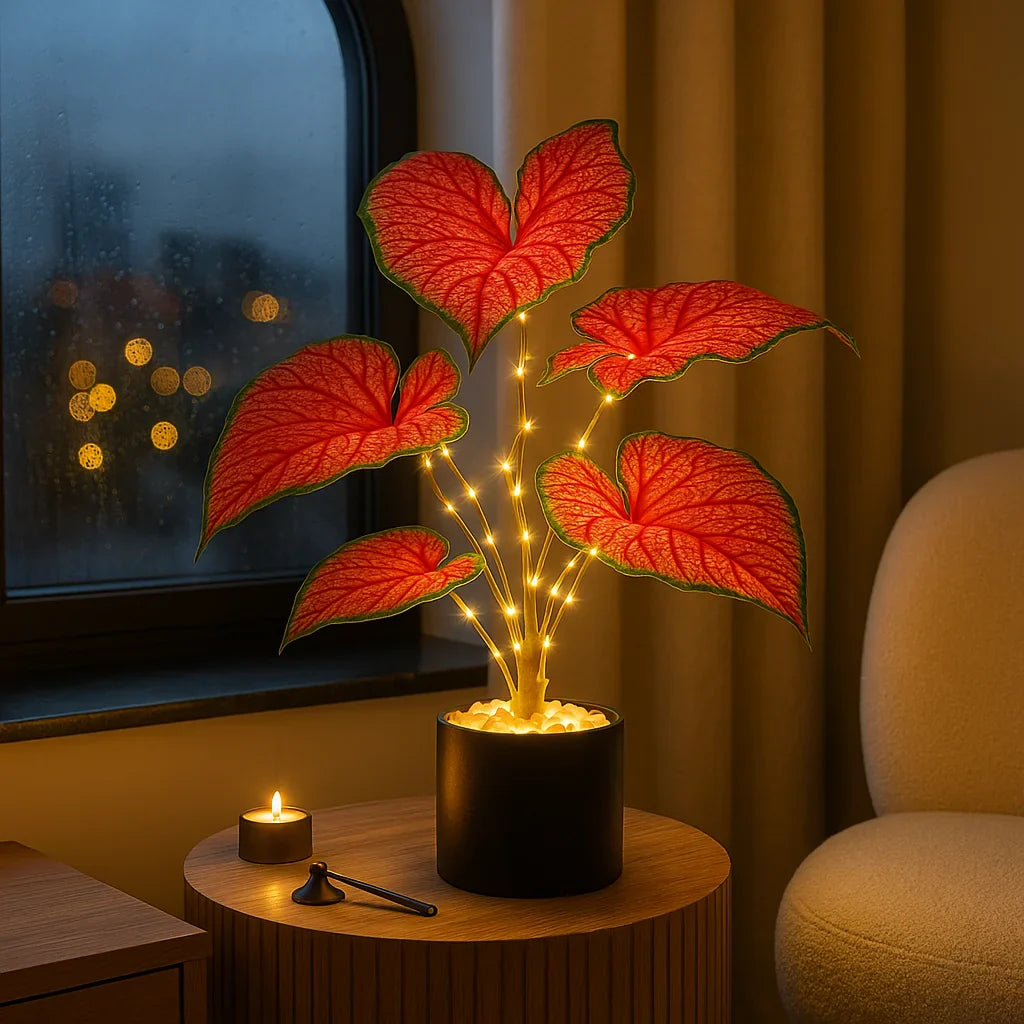 GlowMonstera – LED Pflanzenlampe warmweiß, Karmesinrot für Innenräume