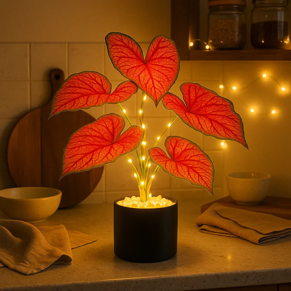 GlowMonstera – LED Pflanzenlampe warmweiß, Karmesinrot für Innenräume