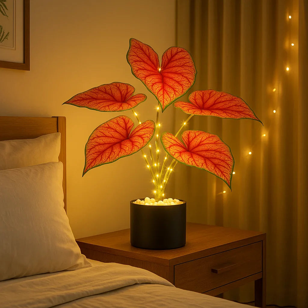 GlowMonstera – LED Pflanzenlampe warmweiß, Karmesinrot für Innenräume