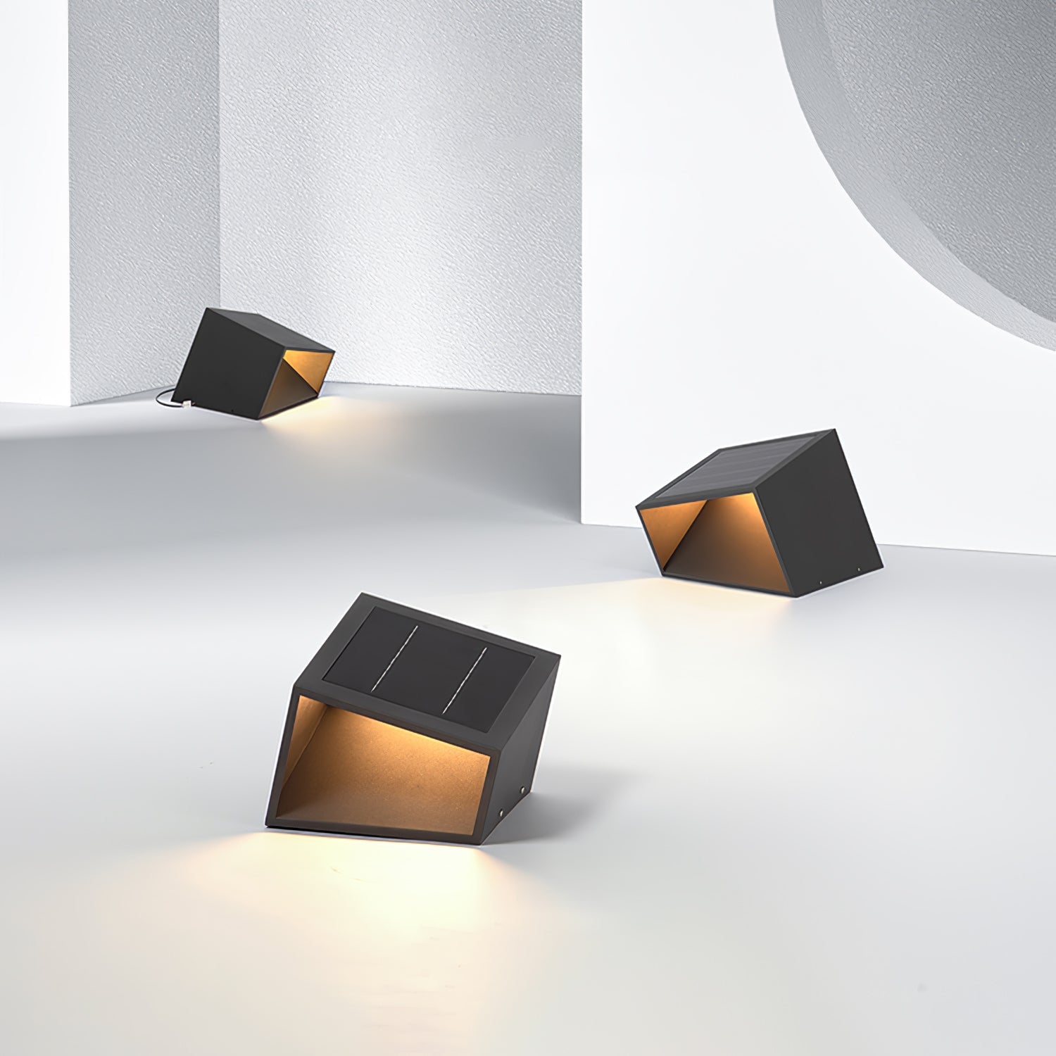 LumoCube Solar Gartenleuchte Modern LED Würfel Design Schwarz für Terrasse