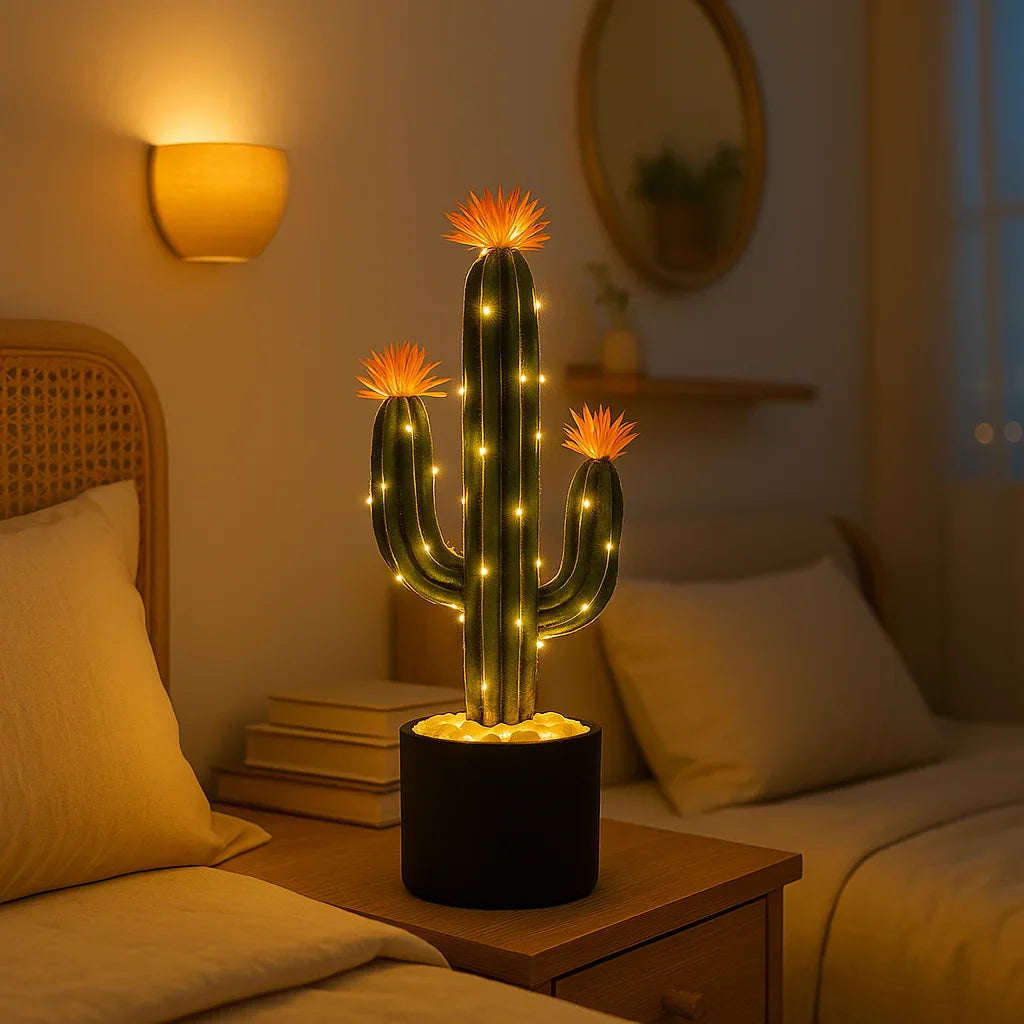 Leuchtender Kaktus LED-Lampe in Grün für Wohnzimmer