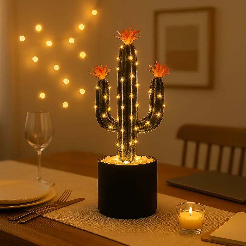 Leuchtender Kaktus LED-Lampe in Grün für Wohnzimmer