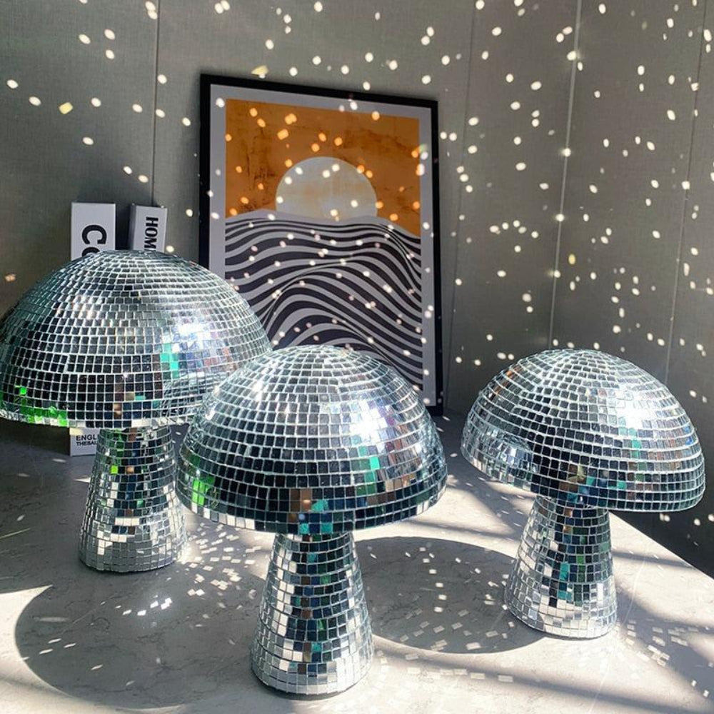 GlowFun Disco-Pilzlampe – Retro LED mit Glitzereffekt Terrasse