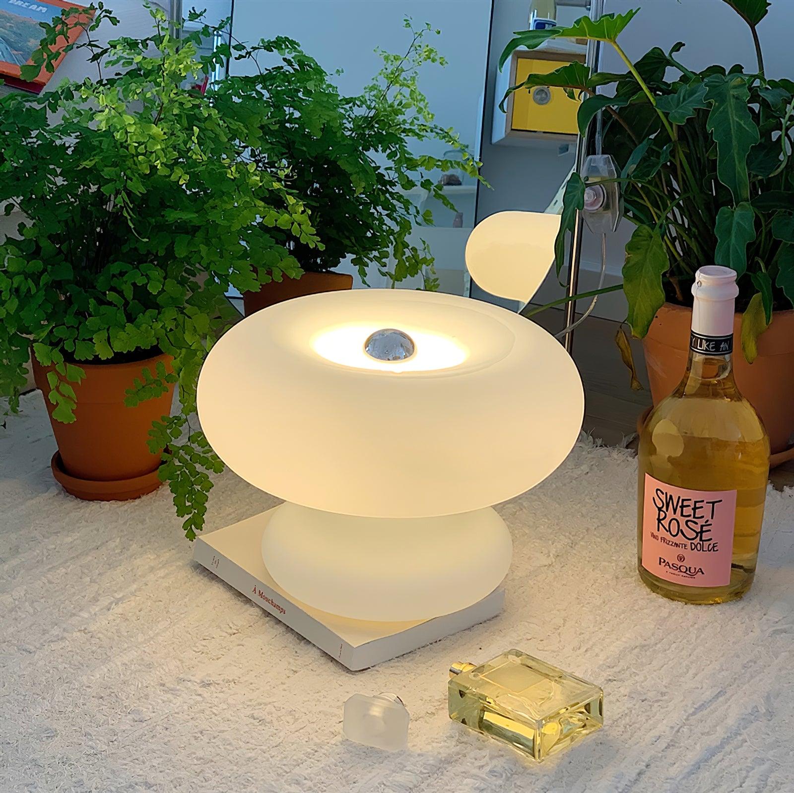 LumiDon Tischlampe – Modern, Donut-Form, Weiß,