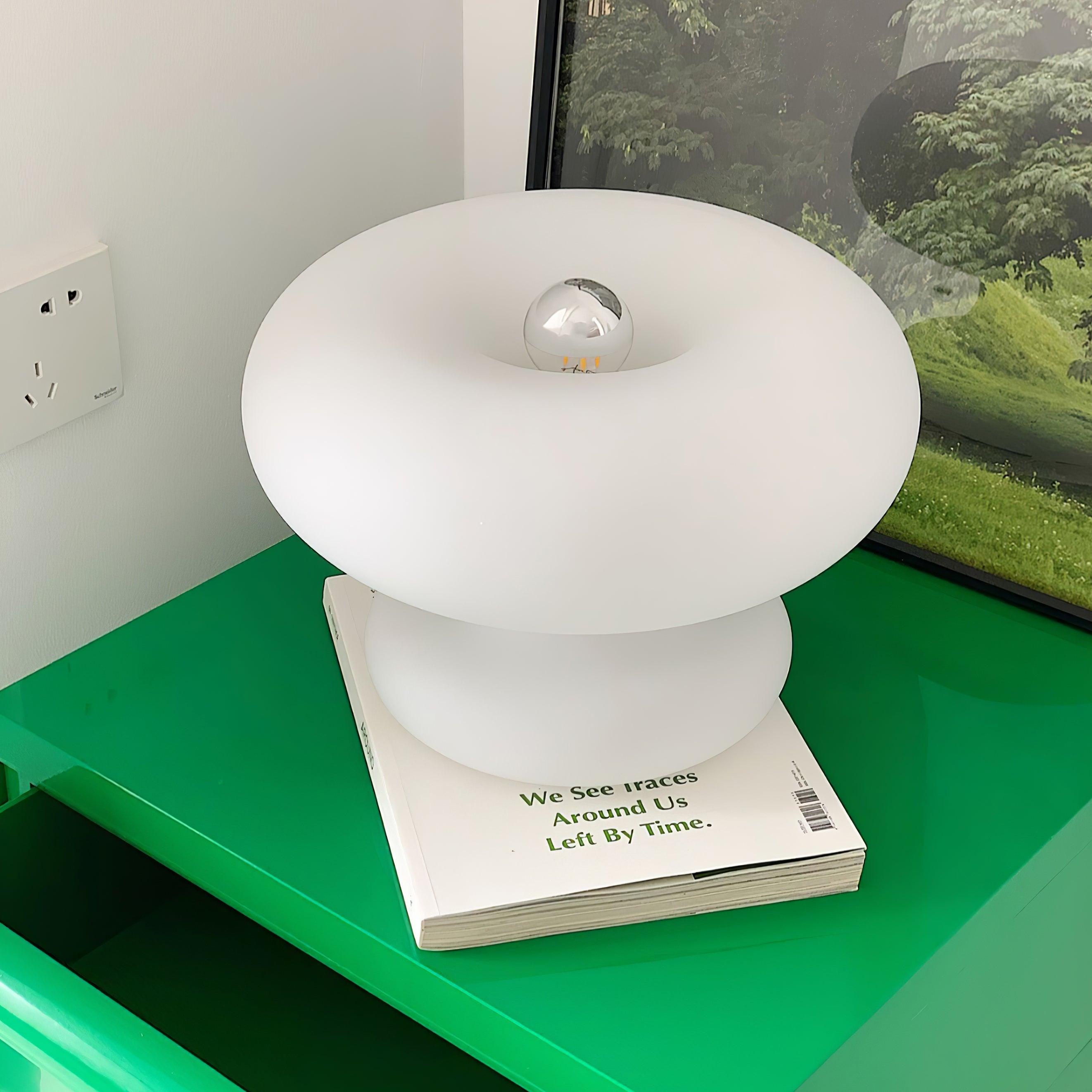 LumiDon Tischlampe – Modern, Donut-Form, Weiß,