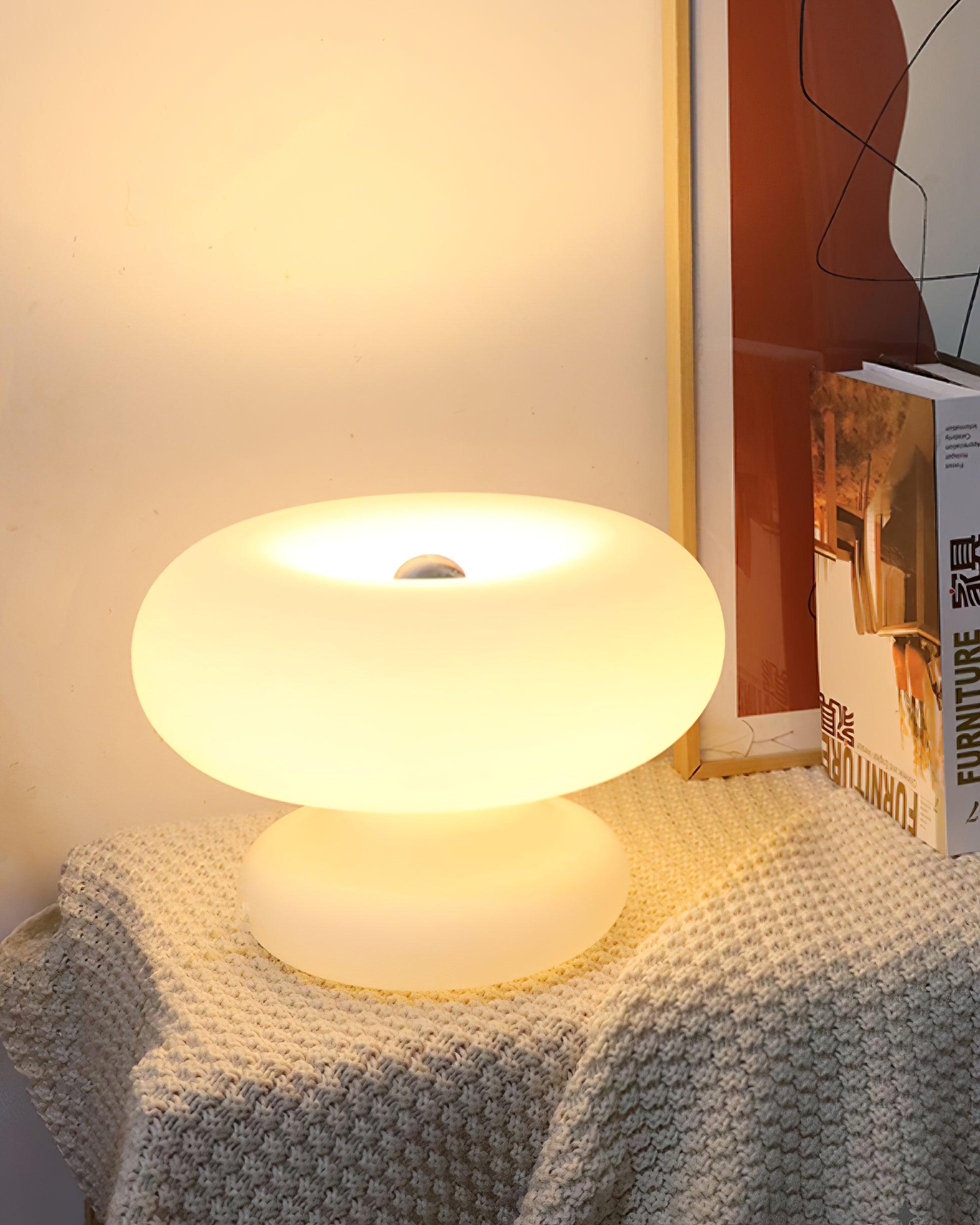 LumiDon Tischlampe – Modern, Donut-Form, Weiß,