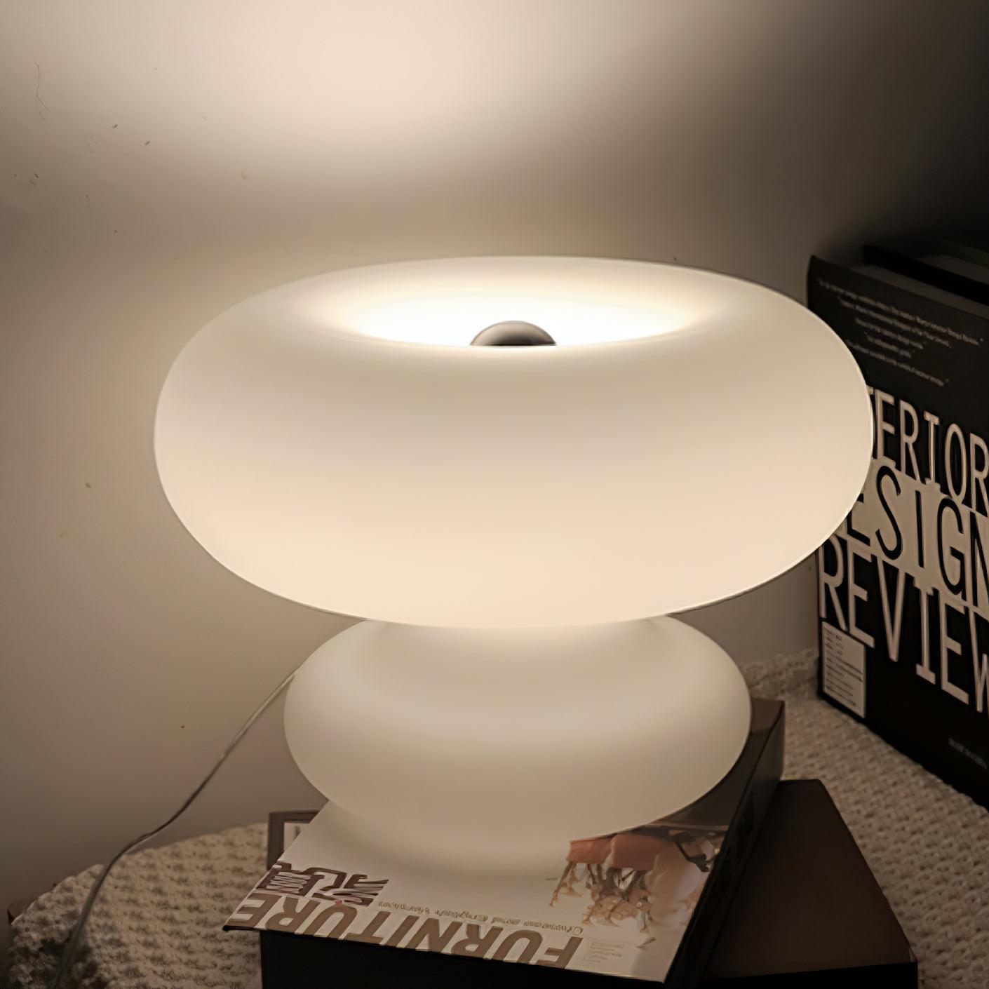 LumiDon Tischlampe – Modern, Donut-Form, Weiß,