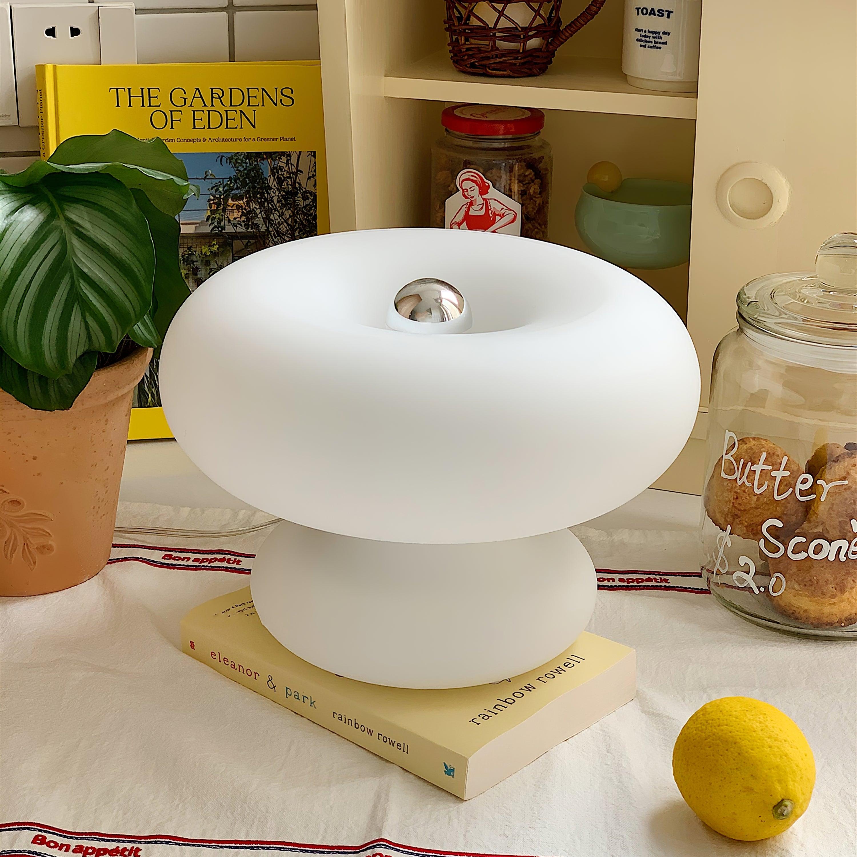 LumiDon Tischlampe – Modern, Donut-Form, Weiß,